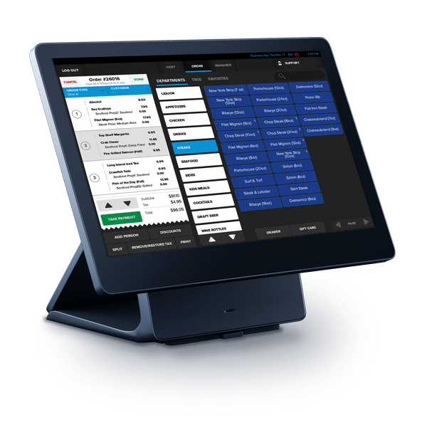 SkyTab POS terminal with touchscreen interface for restaurants - side view SkyTab POS terminal with touchscreen interface for restaurants - side view